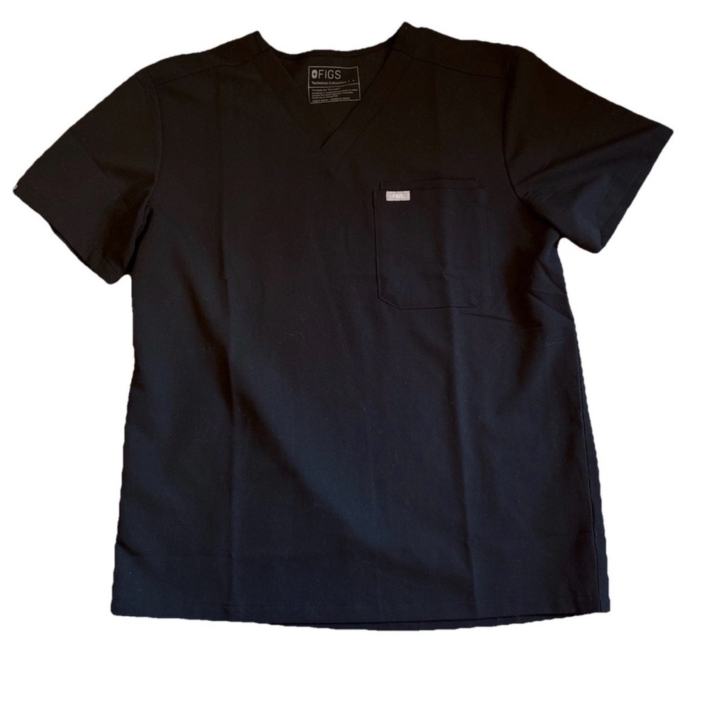 Figs Women's Short Sleeve V-Neck Scrub Top in Black